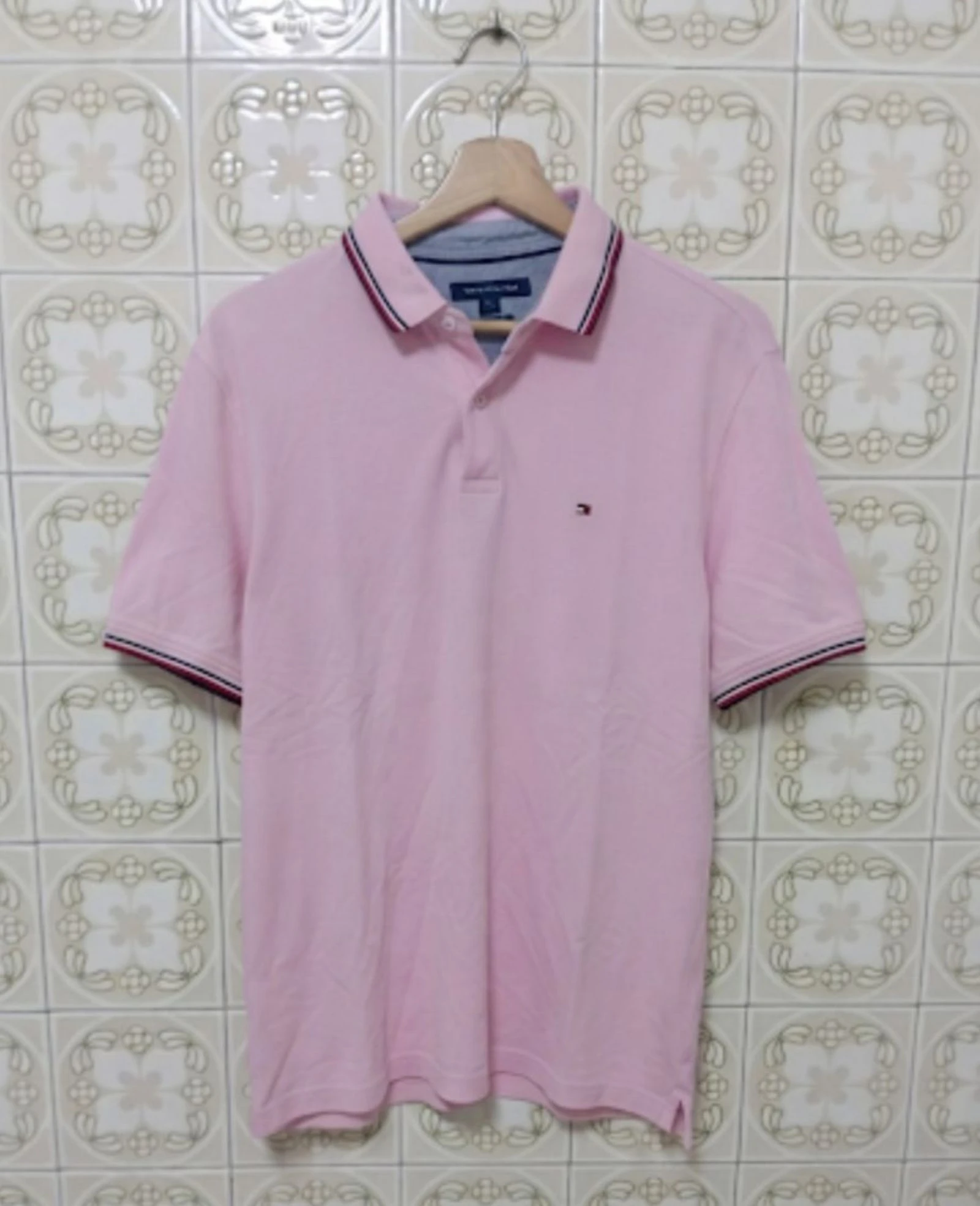Polo Tommy Hilfiger rosa Custom Fit L